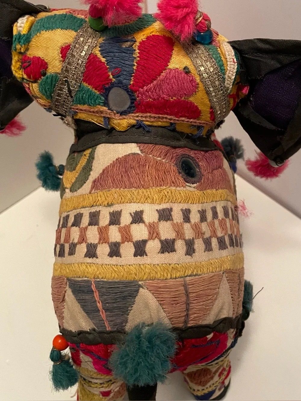 Vintage Handcrafted Rajasthani Patchwork Elephant Cotton Embroidery India 9”